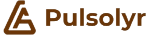 The Pulsolyr brand logo, featuring a stylized brown geometric 'P' icon next to the word 'Pulsolyr' in brown sans-serif text, centered on a plain white background.